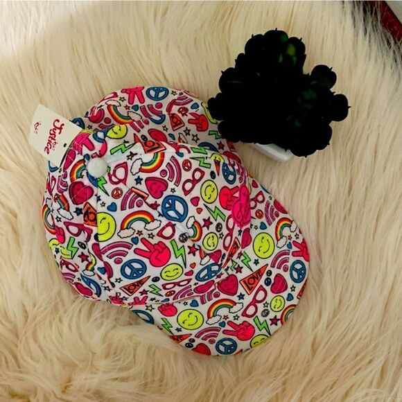 Justice Neon Happy Graphics Printed Velcro Baseball Cap - One Size - Picture 2 of 5